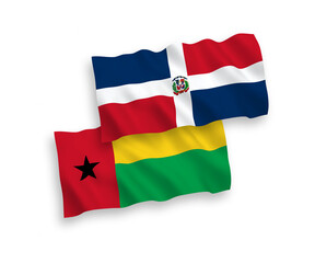Flags of Dominican Republic and Republic of Guinea Bissau on a white background