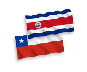 Flags of Republic of Costa Rica and Chile on a white background