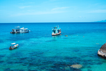 View of the bay and rocks on the island,Shark Bay Koh Tao