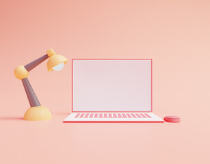 3D rendering of a cute dekstop  illustration