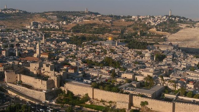 Jerusalem Holly places at golden Hour, Aerial view, 2022
Beautiful shot from the old city of Jerusalem with David Tower, June, 2022
