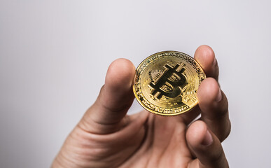 A real bitcoin coin in hand ready to buy.
Representation of real bitcoin, bitcoin currency.
Buy with bitcoin.
Fall of bitcoin worldwide, many losses of profits.
Hodl bitcoin. Long term bitcoin gains.
