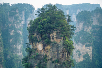 The top of the Avatar Hallelujah mountain in Wulingyuan National Forest park, Zhangjiajie, Hunan, China. Background image with copy space for text