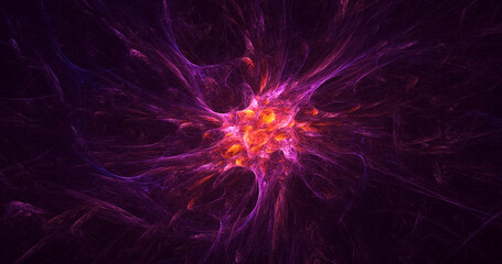 3D rendering abstract multicolor technology fractal light background