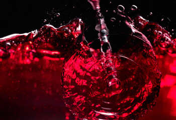 Red wine abstract splashing.