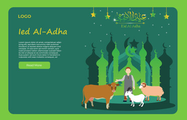 ied al adha flat concept, website template of ied al adha
