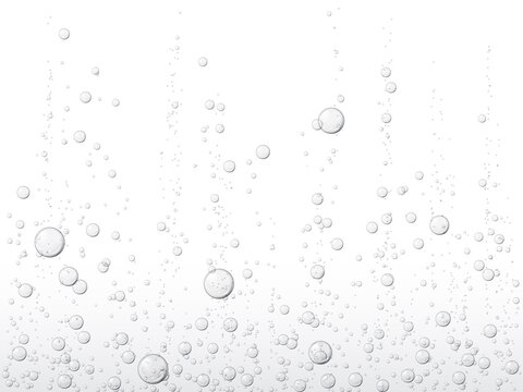 Realistic soda bubbles background, water fizz or transparent fizzy drink, vector liquid drops. Soda bubbles or oxygen air and gas effect in clear pure water, sparkling fizzy effervescent bubbles