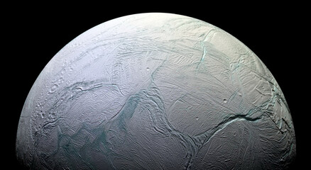 Enceladus the sixth largest moon of planet Saturn.