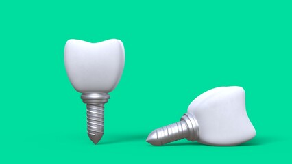 tooth and dental implant 3D computer generated image