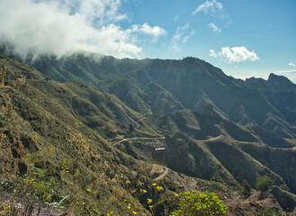 Obraz premium Spectacular landscape from the Anaga Rural Park in Tenerife, Canary Islands, Spain. Mountainous landscape full of colorful vegetation