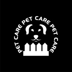 Pet care logo isolated on dark background