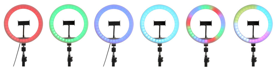 Set of ring lights on white background, banner design