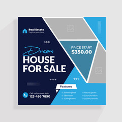 Real estate social media post or square web banner and flyer template