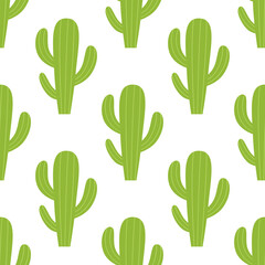 Seamless pattern cactus on white background vector illustration.