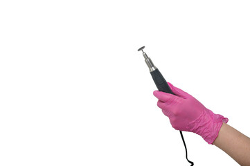 Machines with an abrasive disc for professional pedicure. Isolated. 