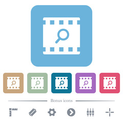 Find movie flat icons on color rounded square backgrounds