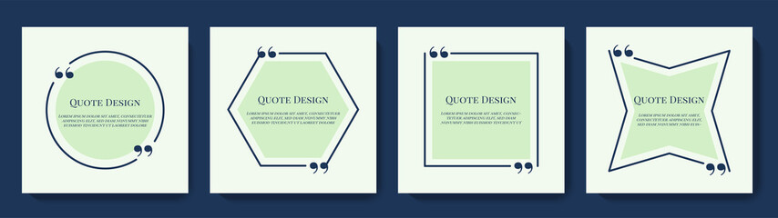 Vector speech bubble quote template set. Geometric quote frame with quotation marks for social media post, citation, remark, feedback, web advertising, app etc