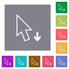 Arrow cursor down outline square flat icons