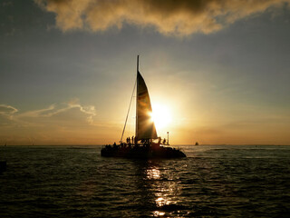 sailboat at sunset