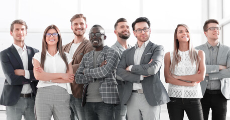 group of successful young people.