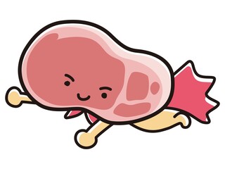豚肉のキャタクターのイラスト