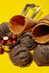 Concept of summer food, ice cream, close up