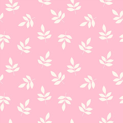 Modern trendy print with leaves and sprouts for fabric, paper, package, and ony surfaceVector botanical background. Colorful floral seamless pattern.