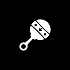 Baby rattle toy logo isolated on dark background