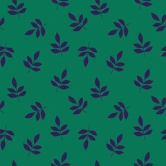 Modern trendy print with leaves and sprouts for fabric, paper, package, and ony surfaceVector botanical background. Colorful floral seamless pattern.