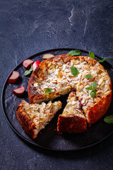 gluten free tasty swiss rhubarb tart on platter