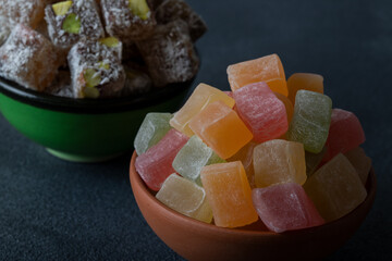 Traditional Turkish delight in two bowls
