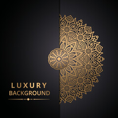 Luxury ornamental mandala design in golden color arabesque pattern background