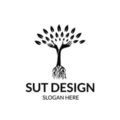 Obraz premium abstract tree with hands up to be the trunk for the leaves