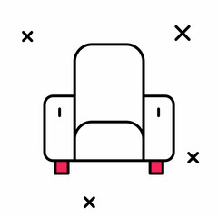 Filled outline Cinema chair icon isolated on white background. Vector