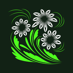 Folk flowers floral art print Flowers abstract art 