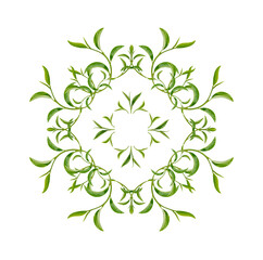 Fototapeta premium Art pattern green tea leaves on white background