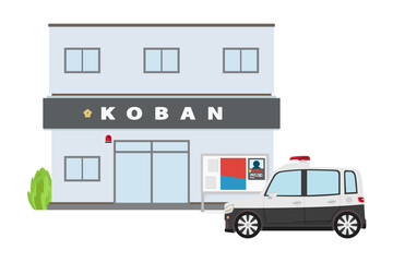 交番と横付けされたパトカー  © mikehana