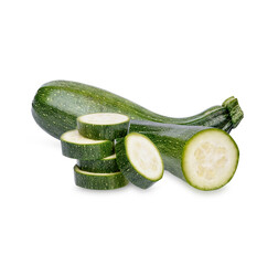 Fresh zucchini isolated on white background