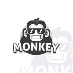 Fun logo template monkey in glasses. Vector illustration.