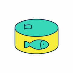 Filled outline Canned fish icon isolated on white background. Vector