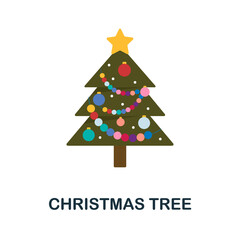 Christmas Tree flat icon. Colored element sign from christmas collection. Flat Christmas Tree icon sign for web design, infographics and more.