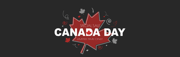 Fototapeta premium Canada Day Sale banner. Modern minimal design for Sales. Flat vector illustration.