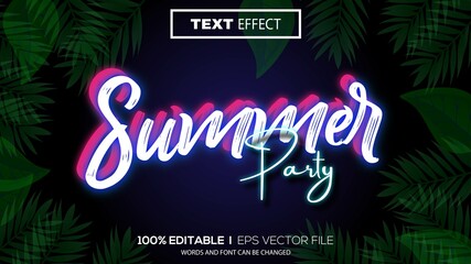3d editable text effect summer party theme premium vector
