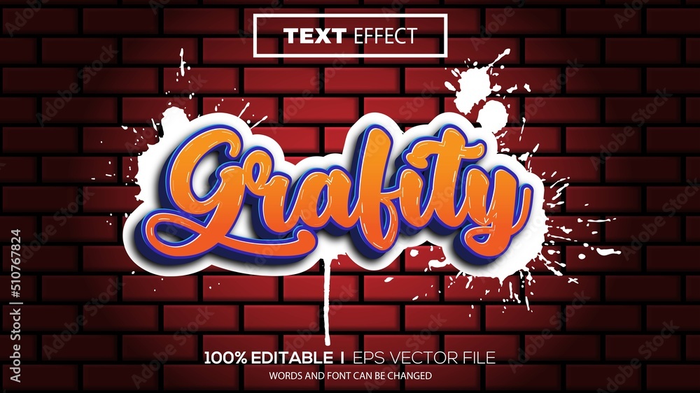 Poster 3d editable text effect grafity theme premium vector