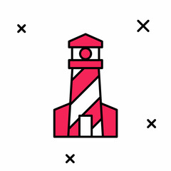 Filled outline Lighthouse icon isolated on white background. Vector