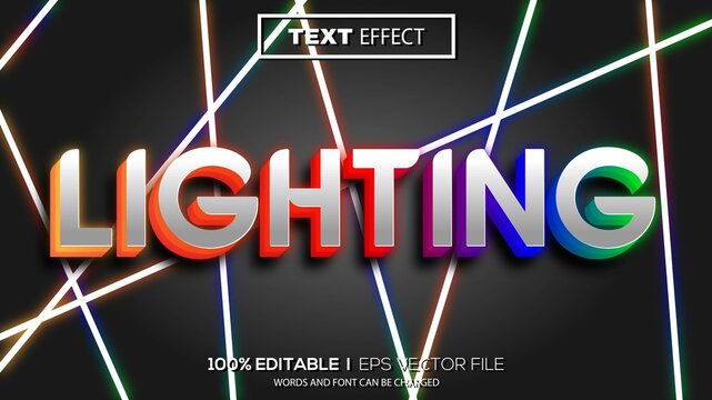 3d editable text effect lighting theme premium vector