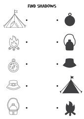 Find the correct shadows of black and white insects. Logical puzzle for kids.