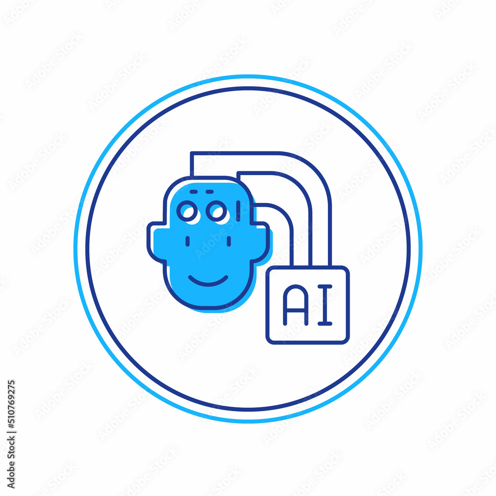 Poster filled outline humanoid robot icon isolated on white background. artificial intelligence, machine le
