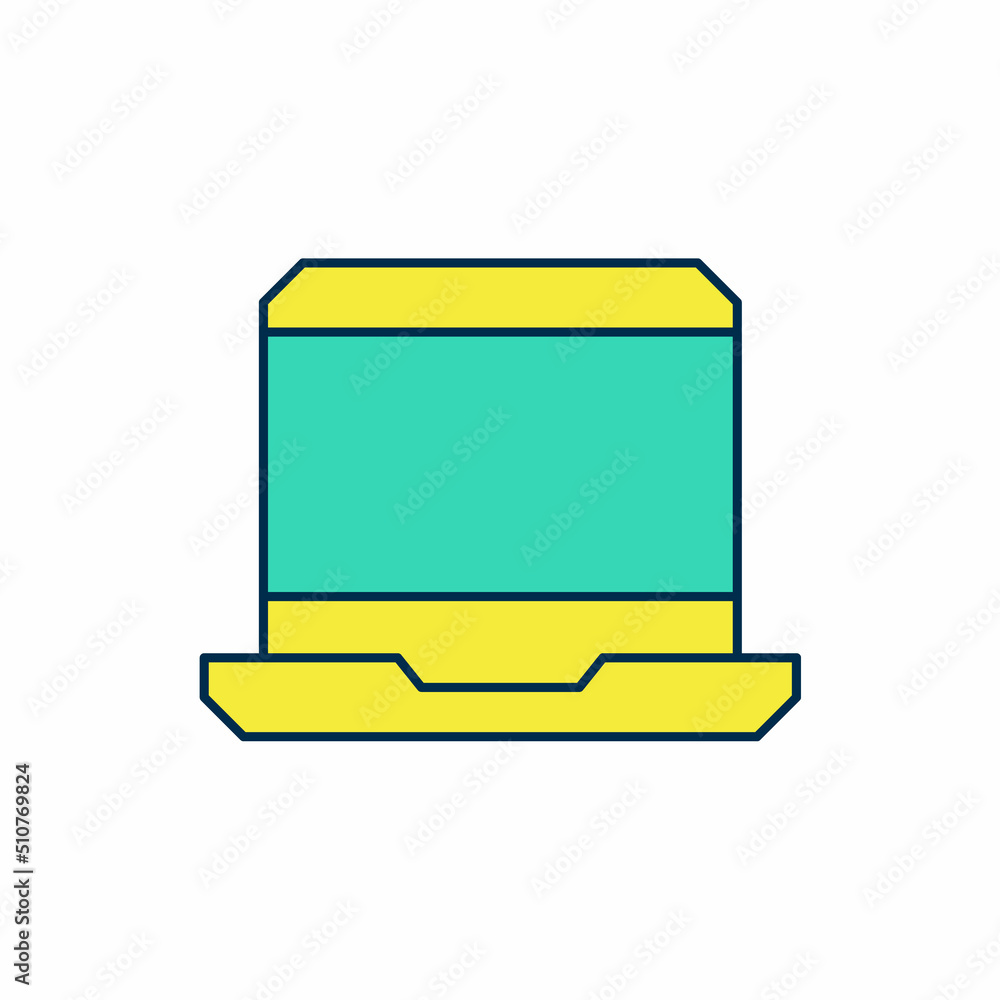 Poster Filled outline Laptop icon isolated on white background. Computer notebook with empty screen sign. Vector