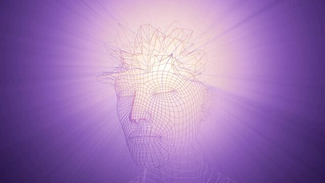 looped 3d animation the light of consciousness and the creation of a worldview from confused thoughts